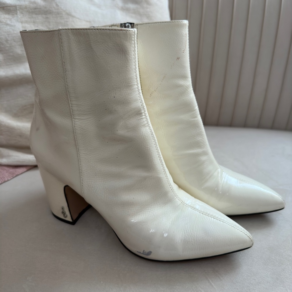 SAM EDELMAN White Patent Boots